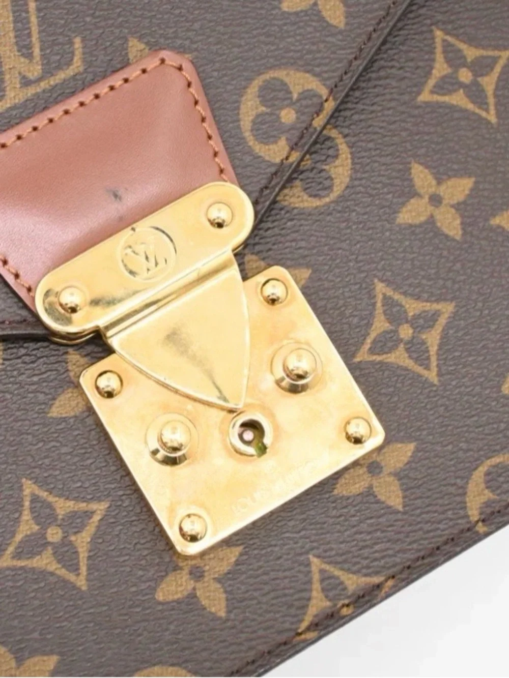 Louis Vuitton Brown Monogram Satchel with Gold Hardware